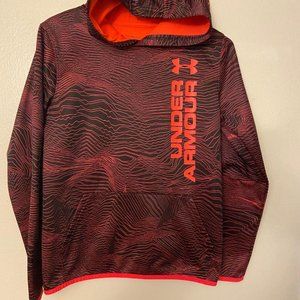 Boys Under Armour hooded pullover with front pocket w/nice orange color